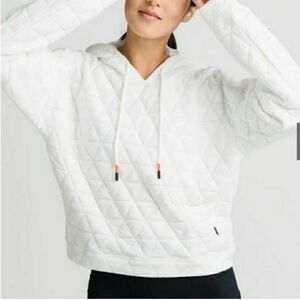 ZYIA White Quilted Pullover Hoodie